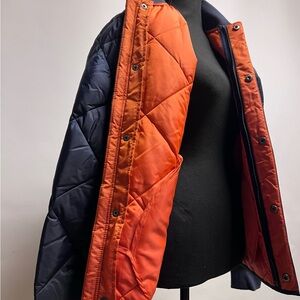 NWOT Free Assembly S Orange and Navy Quilted Jacket